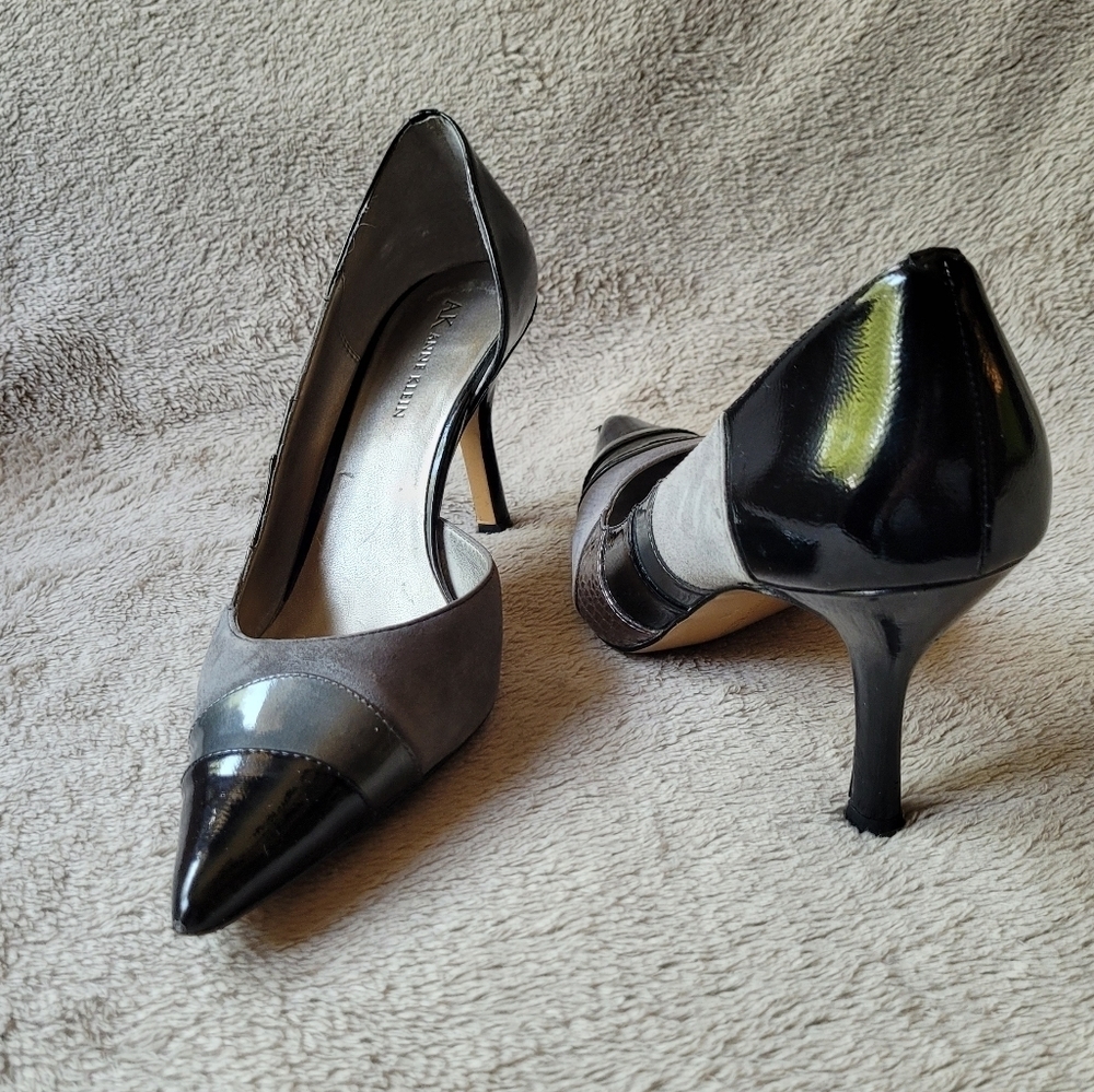 Anne Klein Black and Gray Heels